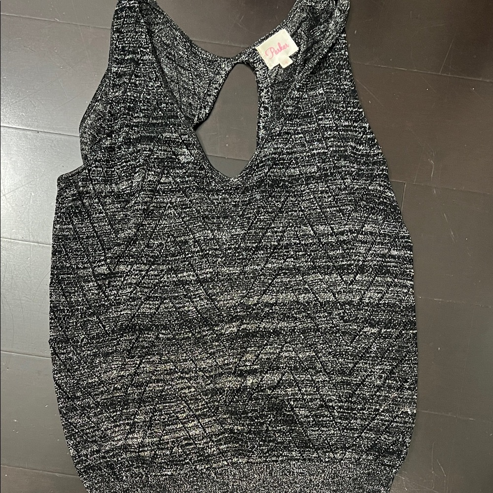 Parker Black and Gray Textured Blouse